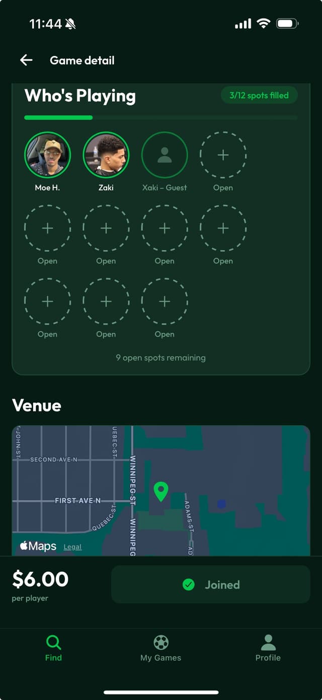 Live roster showing players who have joined the game